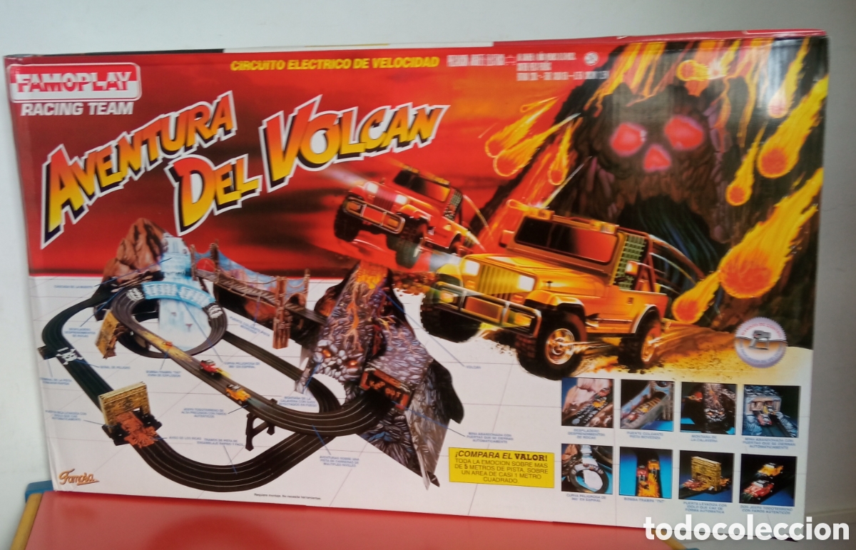 Slot Cars: AVENTURA DEL VOLC&Aacute;N PISTA EL&Eacute;CTRICA RACING TEAM FAMOPLAY FAMOSA 1991.CAJA SIN ABRIR.