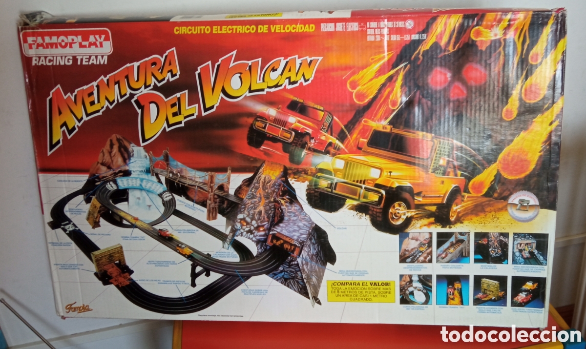 Slot Cars: AVENTURA DEL VOLC&Aacute;N PISTA EL&Eacute;CTRICA RACING TEAM FAMOPLAY FAMOSA 1991.CAJA SIN ABRIR.