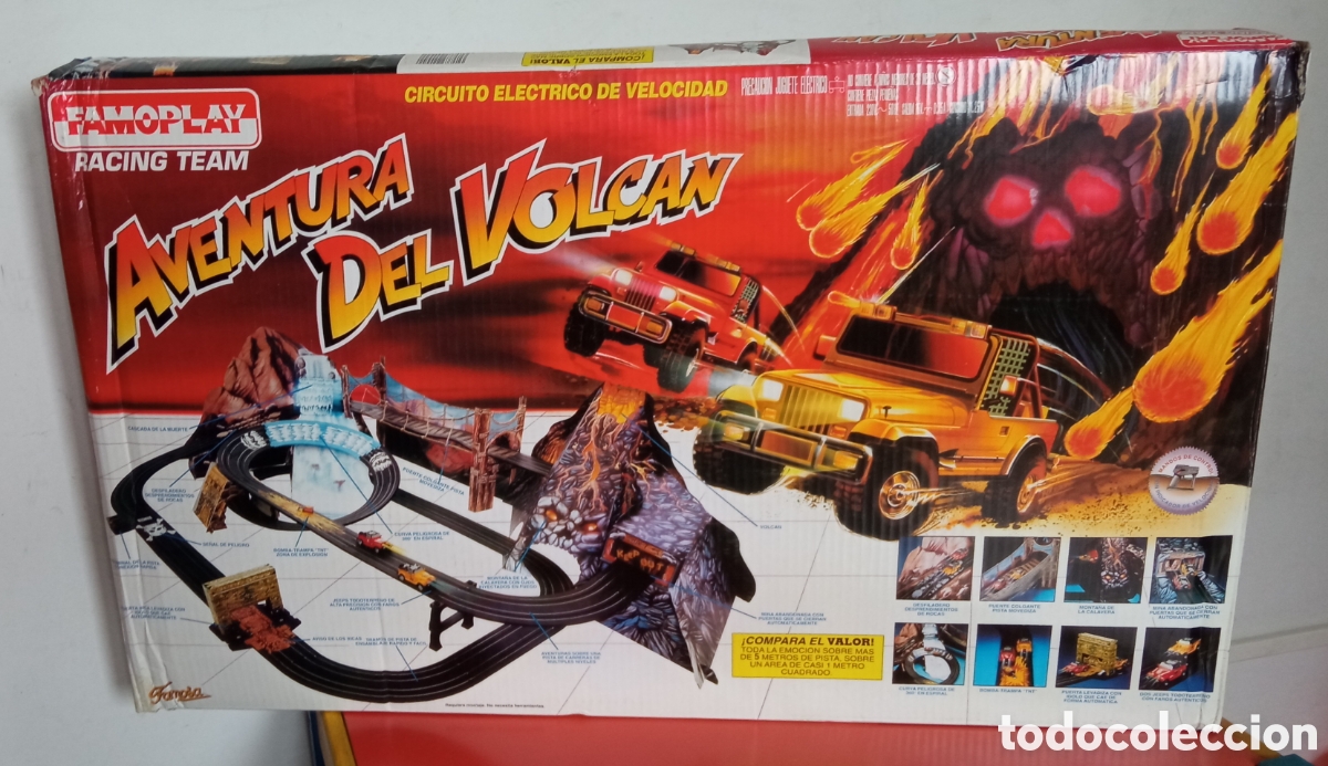 Slot Cars: AVENTURA DEL VOLC&Aacute;N PISTA EL&Eacute;CTRICA RACING TEAM FAMOPLAY FAMOSA 1991.CAJA SIN ABRIR.