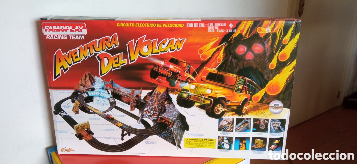 Slot Cars: AVENTURA DEL VOLC&Aacute;N PISTA EL&Eacute;CTRICA RACING TEAM FAMOPLAY FAMOSA 1991.CAJA SIN ABRIR.