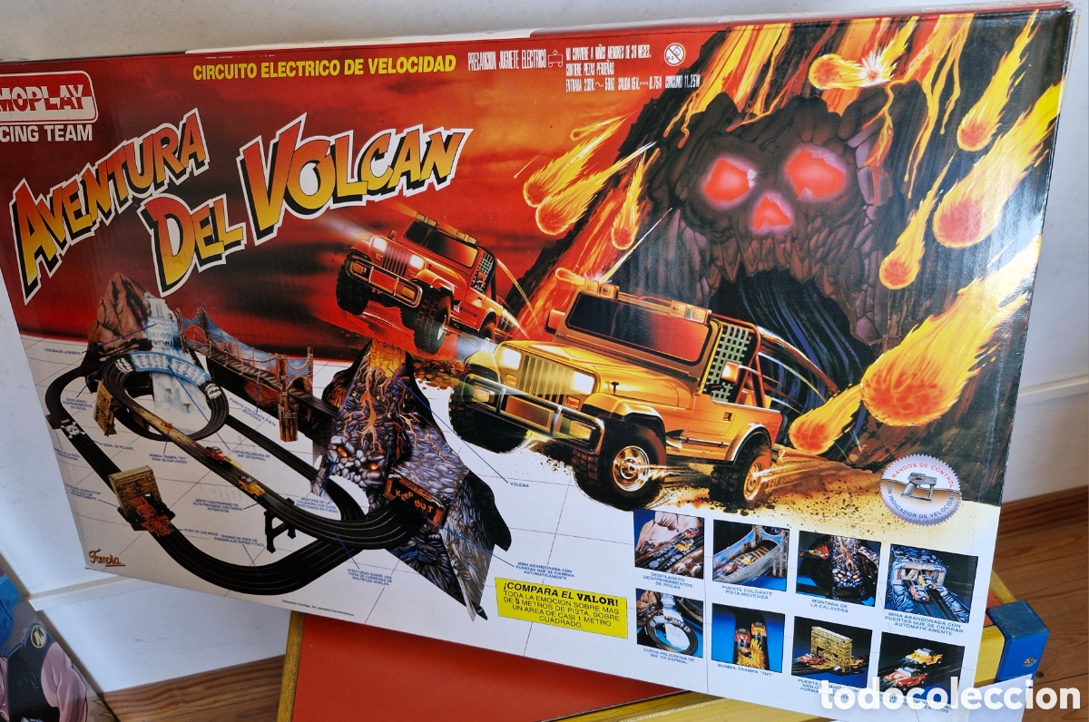 Slot Cars: AVENTURA DEL VOLC&Aacute;N PISTA EL&Eacute;CTRICA RACING TEAM FAMOPLAY FAMOSA 1991.CAJA SIN ABRIR.