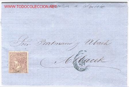 Sellos: Carta circulada de Barcelona a Albacete - Foto 1