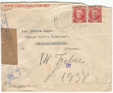 Sellos: Carta circulada de Espa&ntilde;a a Francia - Foto 1