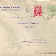 Sellos: SELLO PROVINCIAL HABILITADO EN CARTA CIRCULADA 1936 JEREZ DE LA FRONTERA (CADIZ) A SEVILLA. LLEGADA.. Lote 24121880