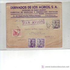 Sellos: SUCESORES PABLO JOURNET CARTA COMERCIAL CIRCULADA 1946 POR AVION, VALENCIA-LONDRES. EL CID Y OTROS.. Lote 24213009