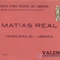 Sellos: MATIAS REAL TARJETA COMERCIAL CIRCULADA 1931 DE ALBARRACIN (TERUEL) A VALENCIA. LLEGADA. MPM.. Lote 5762613