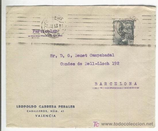 Sellos: SOBRE DE LEOPOLDO CABRERA PERALES. VALENCIA. - Foto 1