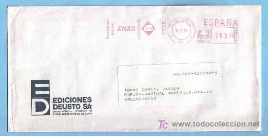 Sellos: FRANQUEO MECANICO - N&ordm; 13355 - BILBAO  1983 - Foto 1