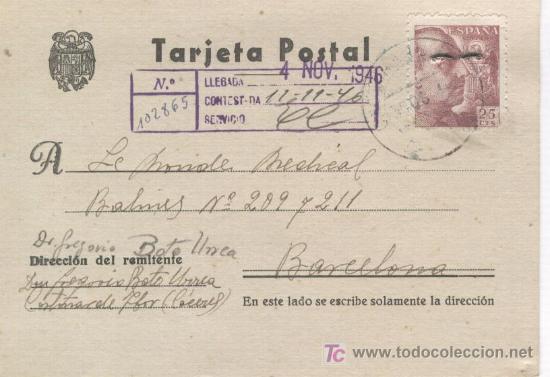 Sellos: TARJETA POSTAL. GREGORIO BOTO. 1946. - Foto 1