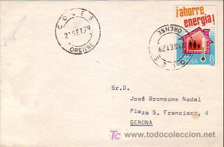 Timbres: TARJETA CIRCULADA 1979 DE COLES (ORENSE) A GERONA. RARO ORIGEN. MPM.