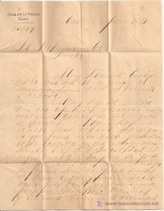 Sellos: Carta C&aacute;diz - Sevilla 1881 - Foto 3