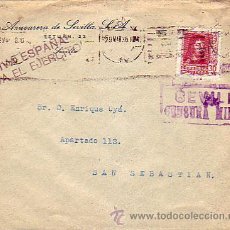 Sellos: CARTA COM AZUCARERA DE SEVILLA CIRCULADA 1938 SAN SEBASTIAN PRO SEVILLA MARCA PATRIOTICA Y CM. MPM.. Lote 7981417