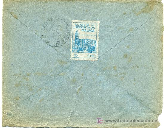 Sellos: SOBRE CON CENSURA MILITAR,MALAGA - Foto 2