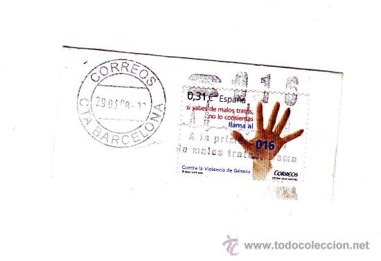 Francobolli: FRAGMENTO DE SOBRE CON MARCA DE RODILLO - CONTRA LA VIOLENCIA DE GENERO, 016 - 29.03.08