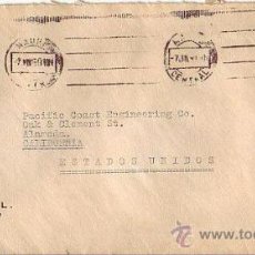 Sellos: GENERAL FRANCO CARTA COMERCIAL (TRINESCO SL) CIRCULADA 1950 MADRID-USA MATASELLOS MUDO 4 LINEAS. MPM