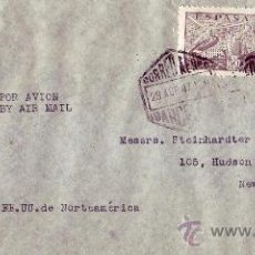Sellos: DE LA CIERVA BICOLOR EN CARTA COMERCIAL (ELIE BEHNA) CIRCULADA 1947 CORREO AEREO BARCELONA-USA. MPM.. Lote 9270257