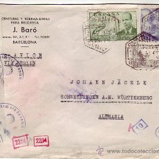 Sellos: EL CID FRANCO Y DE LA CIERVA CARTA COMERCIAL (F Y H RELOJERIA J BARO) 1942 A ALEMANIA. DOBLE CENSURA. Lote 25248917