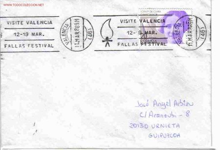 Sellos: CC CON MAT FALLAS DE VALENCIA &ordm;1988 - Foto 1