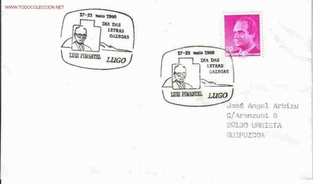 Sellos: CC CON MAT DIA DE LAS LETRAS GALLEGAS LUIS PIMENTEL - Foto 1