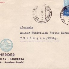 Sellos: RAMON Y CAJAL 2 PTS EN CARTA COMERCIAL (HERDER EDITORIAL LIBRERIA) 1953 DE BARCELONA A ALEMANIA.. Lote 11827307