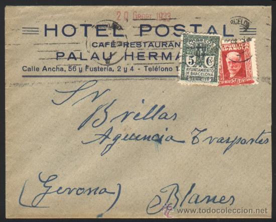Timbres: B-0427- SOBRE COMERCIAL FRANQUEADO EN 1933