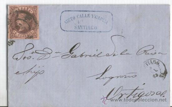 Stamps: SOBRE CIRCULADO. NIETO CALLE Y GARCIA. SANTIAGO.ORTIGOSA.BONITO SELLO PERSONAL.