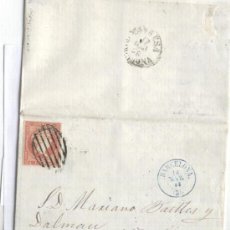 Sellos: CARTA DE 1858 CON RARO SELLO DE LLEGADA A MANRESA. MARIANO BATLLES. FABRICANTE DE TEJIDOS. COTO.. Lote 14019304