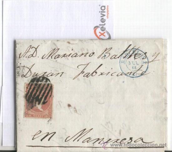 Stamps: CARTA A&Ntilde;O 1858. FABRICANTES DE TEJIDOS TEXTILES.MANRESA. MARIANO BATLLES DALMAU.