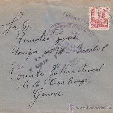 Sellos: CARTA 1939 DE ESCALONA (TOLEDO) A COMITE CRUZ ROJA GINEBRA: CENSURAS ESCALONA E IRUN. RARA.. Lote 25322107