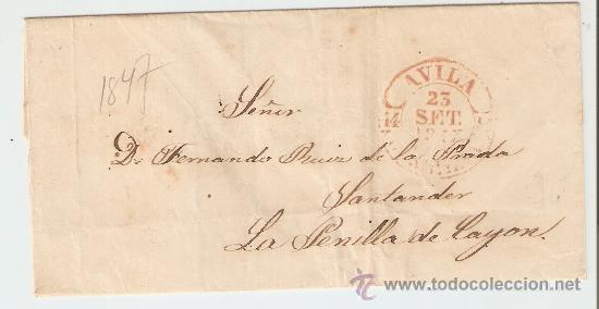 Timbres: Envuelta de carta Avila Santander 1847