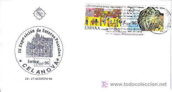 Sellos: CELANOVA ORENSE MAT RODILLO EXPOSICI&Oacute;N DE ENTEROS POSTALES 1996 - Foto 1