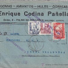 Sellos: RARA VARIEDAD (SIN CATALOGAR) SELLO ISABEL LA CATOLICA (EDIFIL 822) EN CARTA 1938 PALMA DE MALLORCA.
