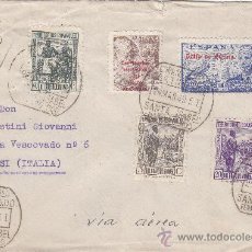 Sellos: GUINEA ESPAÑOLA VARIADO FRANQUEO EN CARTA 1949 A ITALIA, VIA NIGERIA. TRANSITOS Y LLEGADA. RARA ASI. Lote 23788455