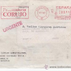 Sellos: CORREO URGENTE FRANQUEO MECANICO CORUJO PROCURADURIA EN CARTA CIRCULADA MADRID INTERIOR LLEGADA. MPM. Lote 18123856
