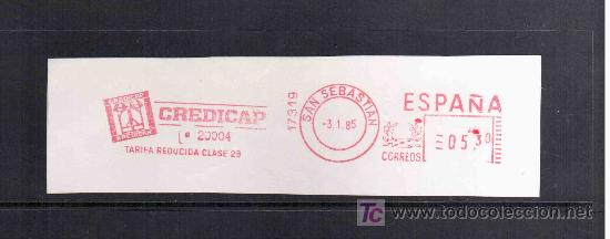 Sellos: FRANQUEO MECANICO SAN SEBASTIAN CREDICAP - Foto 1