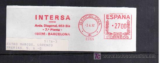 Sellos: FRANQUEO MECANICO BARCELONA INTERSA - Foto 1
