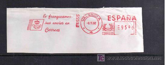 Sellos: FRANQUEO MECANICO VALENCIA CORREOS - Foto 1