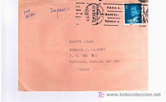 Sellos: BARCELONA A CANADA 1979 TARIFA IMPRESOS - Foto 1