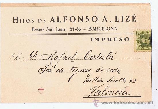 Sellos: Circulado Barcelona Valencia 1927 - Foto 1