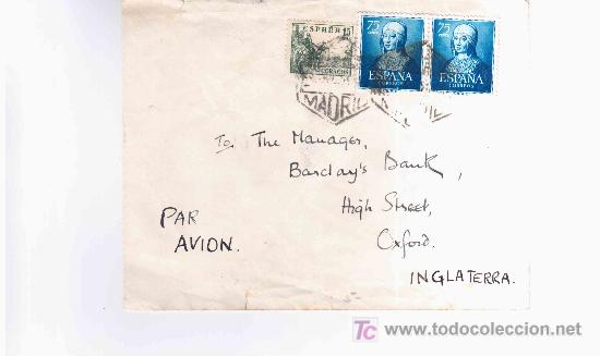 Sellos: MADRID CC INGLATERRA CON MAT HEXAGONAL CORREO AEREO Y SELLOS CID E ISABEL X 2 - Foto 1