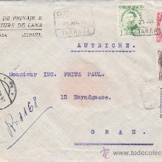 Sellos: REPUBLICA ESPAÑOLA: CARTA COMERCIAL CERTIFICADA 1933 DE TARRASA (BARCELONA) A AUSTRIA. LLEGADA.. Lote 23877939