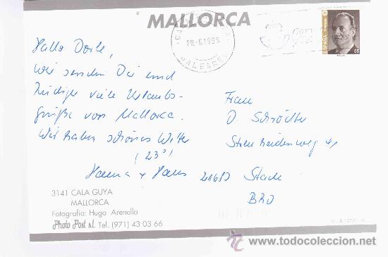 Sellos: MALLORCA POSTAL CON MAT CALA RATJADA BALEARES - Foto 1