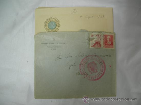 Briefmarken: SOBRE CIRCULADO MATASELLOS CENSURA MILITAR PUERTO DE SANTA MARIA, COL. S. LUIS GONZAGA P.S VER FOTOS