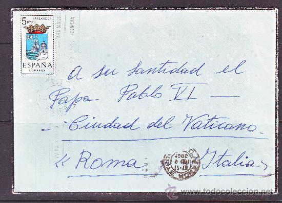 Sellos: CC VALENCIA/VATICANO.DIRIGIDA AL PAPA.ESCUDO SANTANDER. - Foto 1