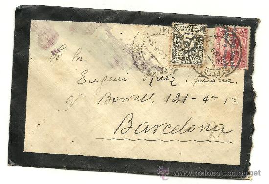 Briefmarken: S0004 REPUBLICA ESPA&Ntilde;OLA Carta de duelo circulada el 1-SEP-1931 con el n&ordm; 592 y el 598
