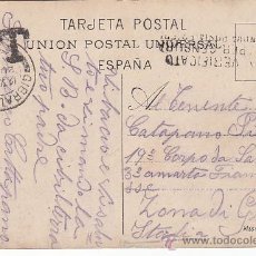 Sellos: RARA POSTAL DE BARCELONA 1918 DIRIGIDA A ZONA DE GUERRA CENSURA GENOVA Y TRANSITO GIBRALTAR. MARCA T. Lote 27587567
