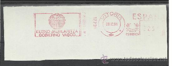 Sellos: FRANQUEO MECANICO VITORIA 1988 GOBIERNO VASCO - Foto 1