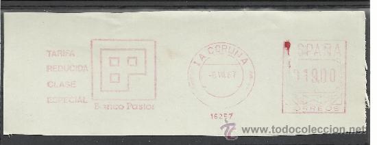 Sellos: FRANQUEO MECANICO LA CORU&Ntilde;A 1987 BANCO PASTOR - Foto 1