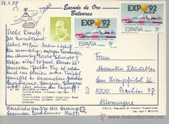 Sellos: TP MALLORCA CON SELLOS EXPO 92 SEVILLA - Foto 1