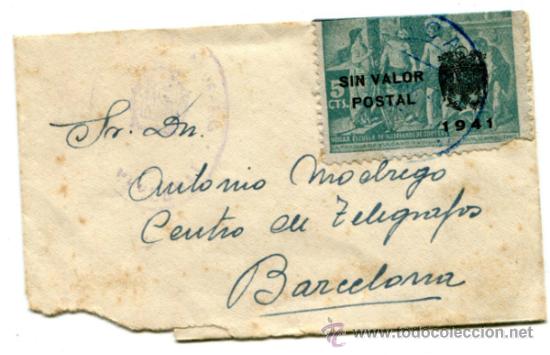 Timbres: Sobre circulado con un sello de beneficencia. Roto el sello y el sobre.
